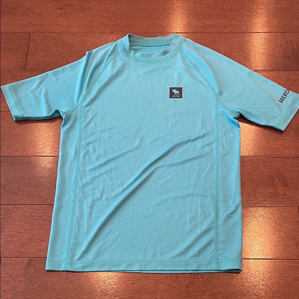 Abercrombie & Fitch Aqua Blue Swim Rashguard Tee